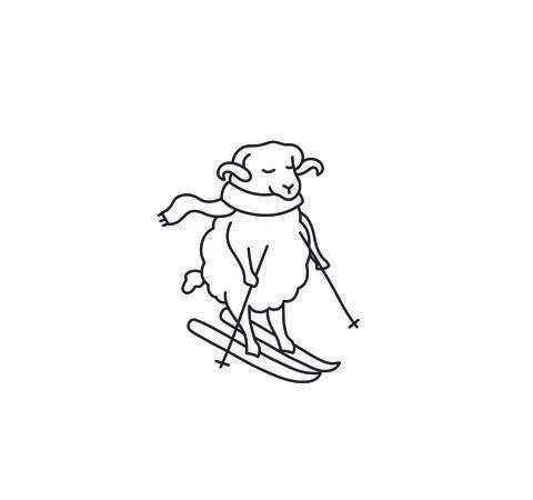 Skiing ram Stock Illustration