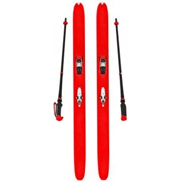 Skiing red ski poles, top view Stock Illustration