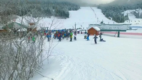 Skiing Resort Stock Footage 72133876