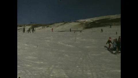 Skiing in a resort Stock Footage 251908995