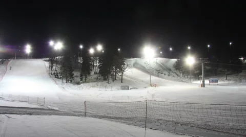 Skiing resort night timelapse 4K 库存影片 45756625