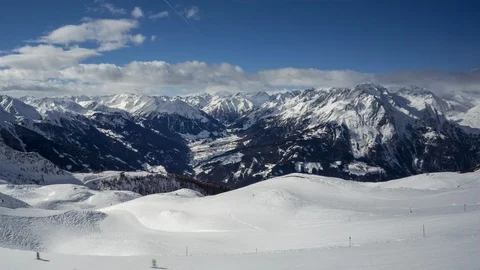 Skiing resort in panning time lapse Stock Footage 103761764