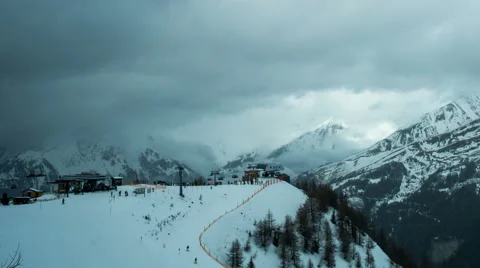 Skiing resort in time lapse Stock Footage 64968910