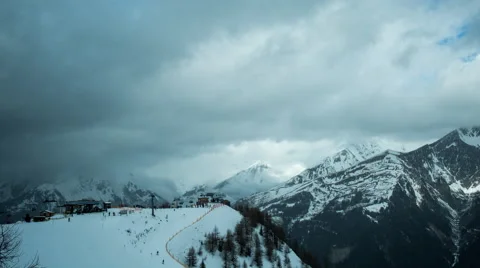 Skiing resort in time lapse Stock Footage 64973861