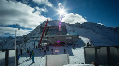 Skiing resort in time lapse Stock Footage 64976627