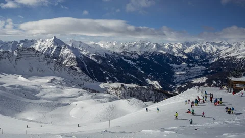 Skiing resort in time lapse Stock Footage 104297811