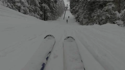 SKIING RIDING WITH THE FUNCRAFT Stock Footage 223362764