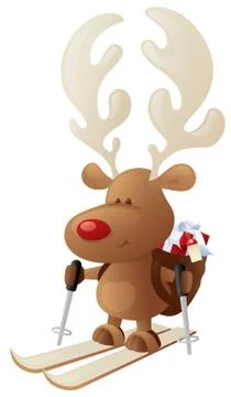 Skiing rudolph Stock Illustration