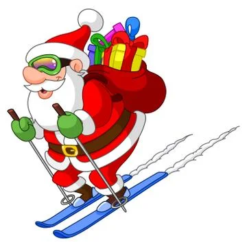 Skiing Santa Illustrazione stock