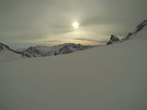 Skiing scene back lightning Stock Footage 33805807