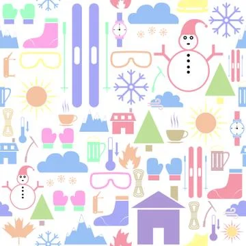 Skiing seamless pattern background icon. Illustrazione stock