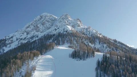 The skiing season in Plan de Corones Ski Resort, Italy. Skiers riding on Video stock 124454319