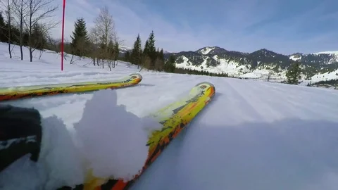 Skiing Side angle Stock Footage 76020524