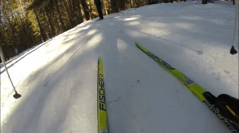 Skiing . Skier coming down a hill at high speed. Stock Footage 62634472