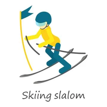 Skiing slalom icon, isometric style Stock Illustration