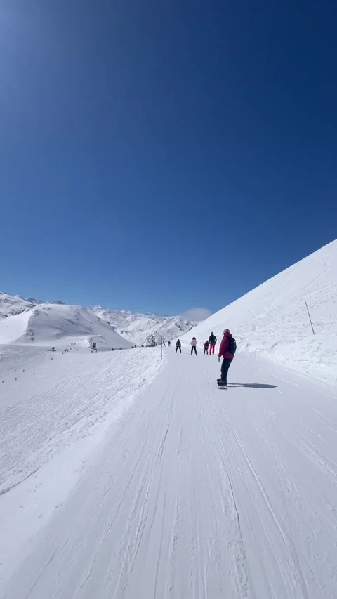 Skiing on the slopes of Courchevel Stock Footage 334441281