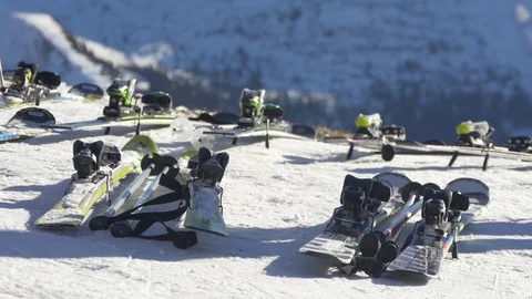 Skiing on the slopes Stock-Footage 71120229