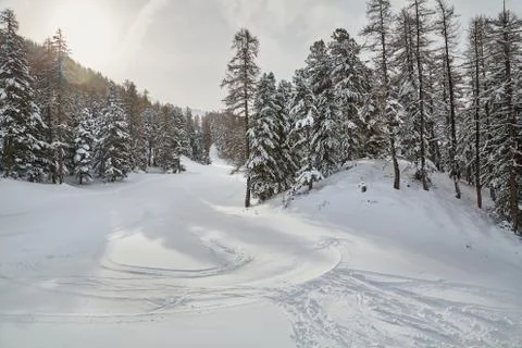 Skiing slopes from the top Stock Photos