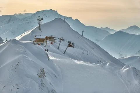Skiing slopes from the top Stock Photos