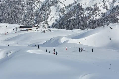 Skiing slopes from the top Stock Photos