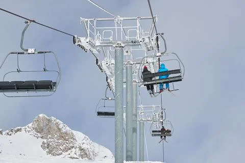 Skiing slopes from the top Stock Photos