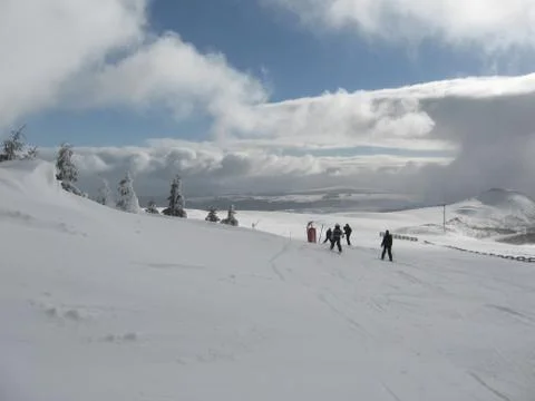 Skiing in the snow Stock Photos