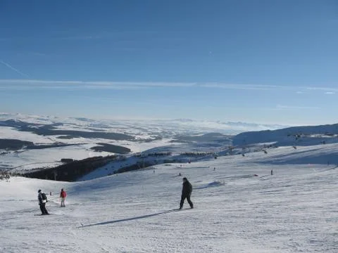 Skiing in the snow Stock Photos