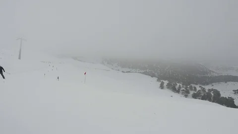 Skiing on the snowy mountains timelapse Stock Footage 123413694