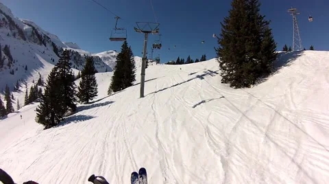 Skiing in swiss alps Stock Footage 41730951