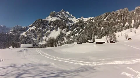 Skiing in swiss alps Stock Footage 41731233