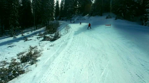 Skiing Track Drone View Stock Footage 68911031