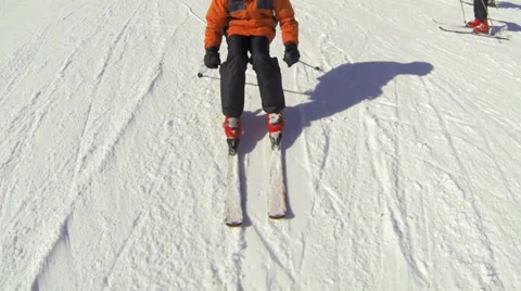 Skiing tricks on piste Stock Footage