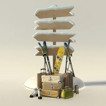 Skiing trip Stock Illustration