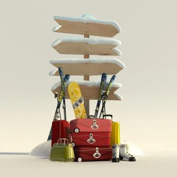 Skiing trip Stock Illustration