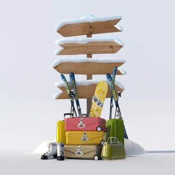 Skiing trip Stock Illustration