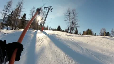 Skiing Uphill 1 Stock-Footage 10830516