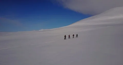 Skiing uphill Stock Footage 85482003