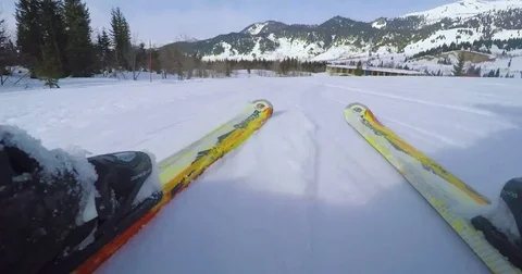 Skiing View From Between Legs Stock Footage 76020531