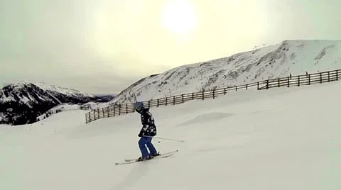 Skiing view from far Stock-Footage 22787217