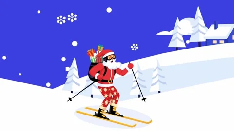 Skiing while delivering gifts Stock Footage 321143239