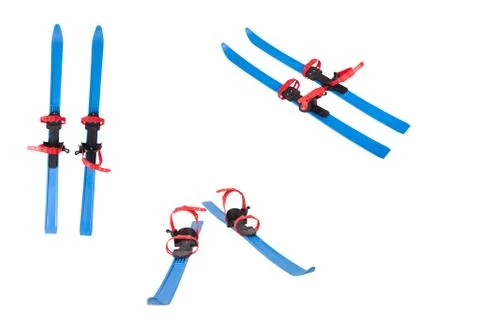 Skiing on white isolated background Stock Photos