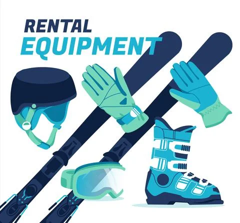 Skiing winter equipment set isolated on white background. Stock Illustration