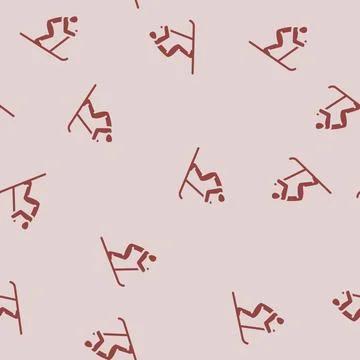 Skiing winter sport glyph vector seamless pattern 库存插图
