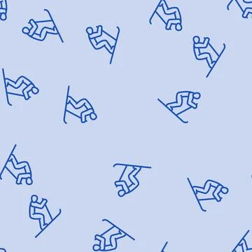Skiing winter sport line vector seamless pattern Stockillustratie