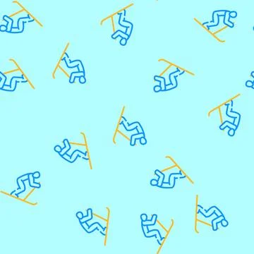 Skiing winter sport vector seamless pattern Illustrazione stock