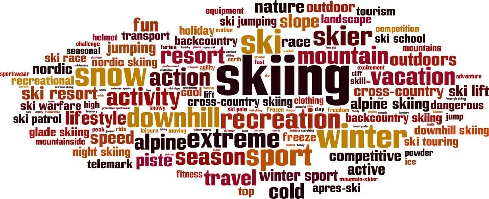 Skiing word cloud Stock Illustration
