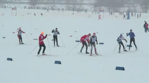Skiing zoom out Stock Footage 22178825