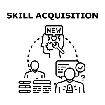 Skill acquisition process developing ability learning improvement Stock Illustration