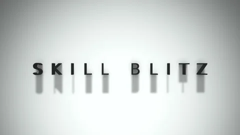 Skill blitz title 3D matte black words placed on a white backdrop 動画素材 301837148