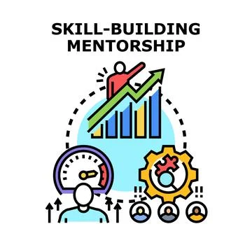 Skill building mentorship program guiding professional development Stock Illustration